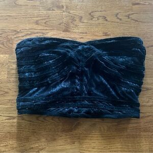 Free People Black Corset Tube Top Strapless XS Womens Bandeau Burnt Out Velvet